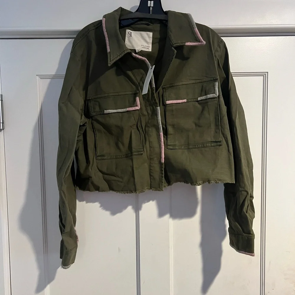 Anthropologie Pilcro Embroidered Cropped Utility Jacket- Sz. L NWT - Picture 5 of 15